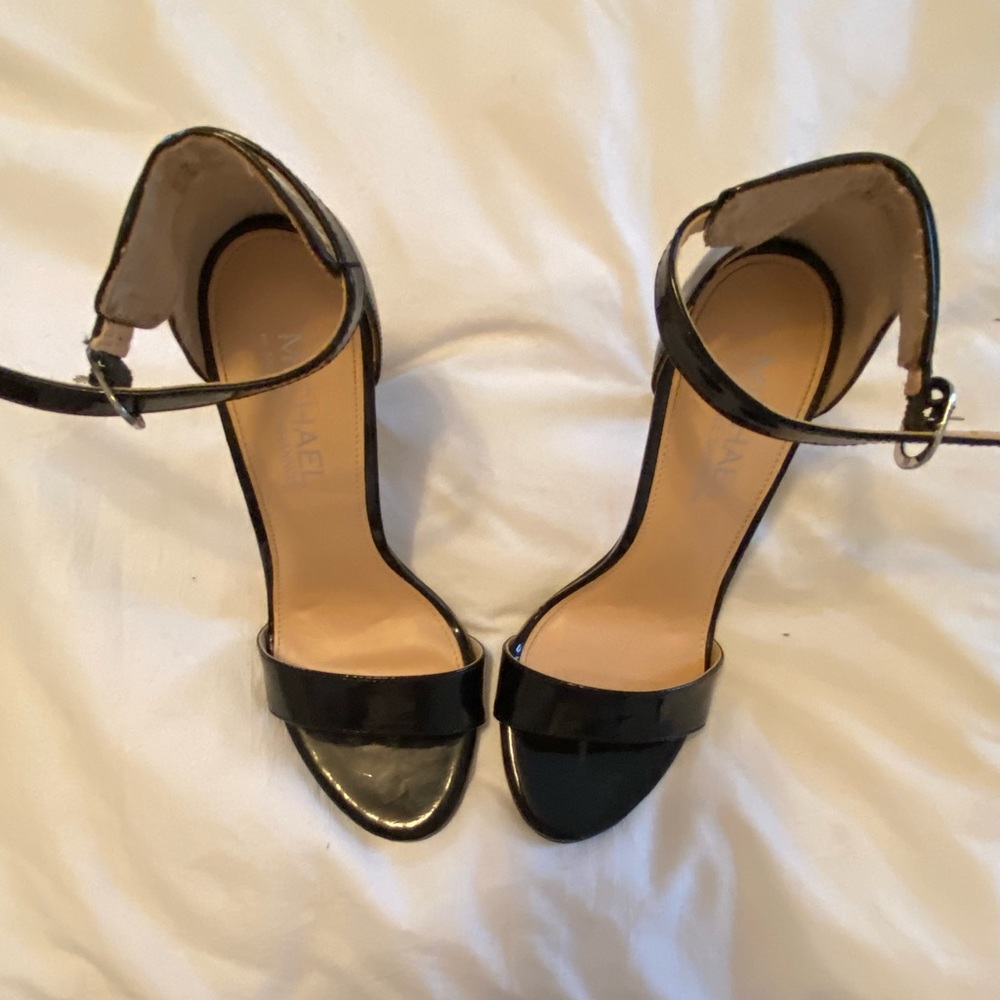 Michael Shannon Black, 4” heel open toe. Size 6.5